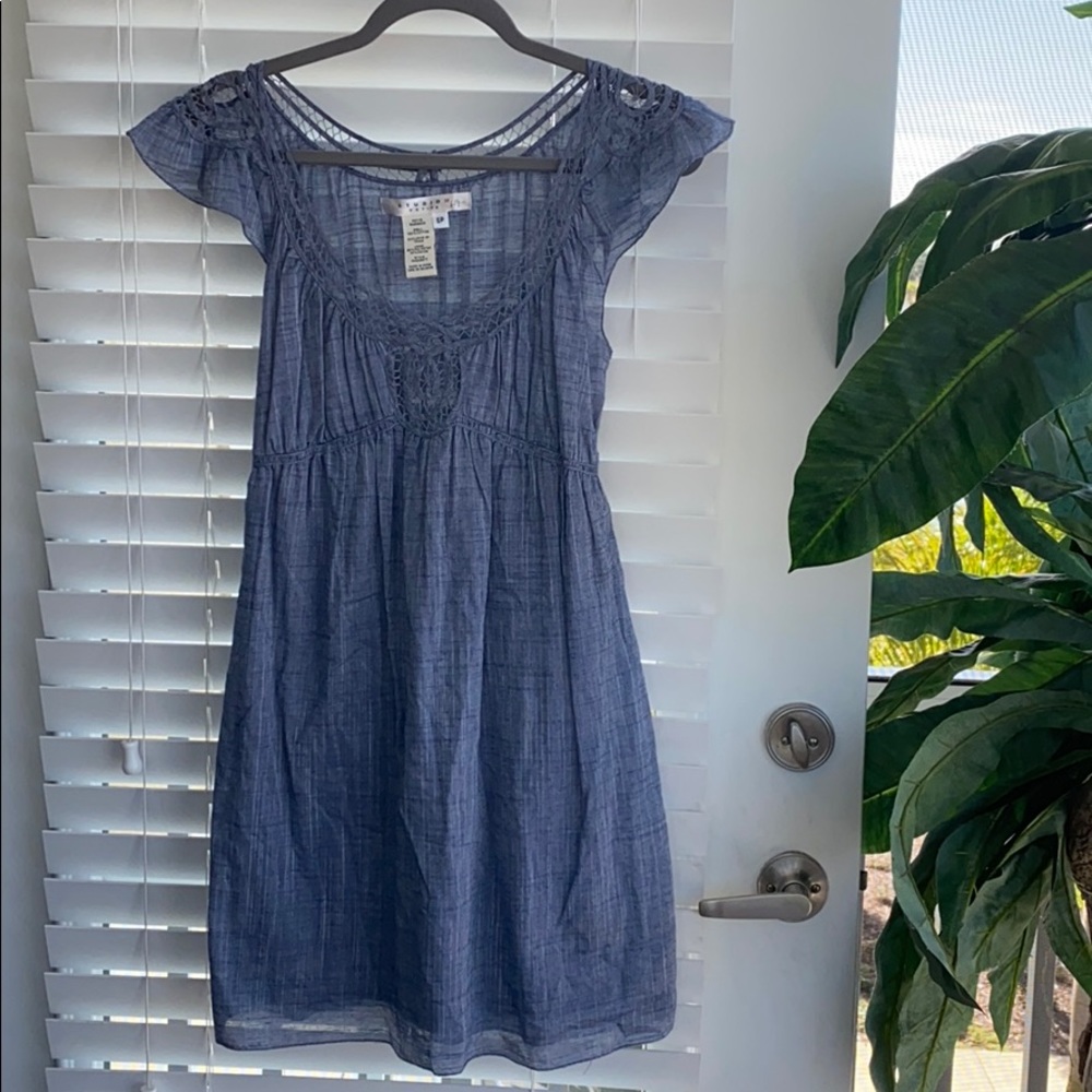 Denim dress with lace